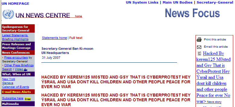 UNO-Webseite gehackt